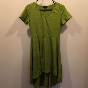 green high low short sleeve dress size small
